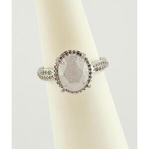 Bomb Party Ring Sz 9 "Let The Sunshine In" White Ice Crystal on Rhodium